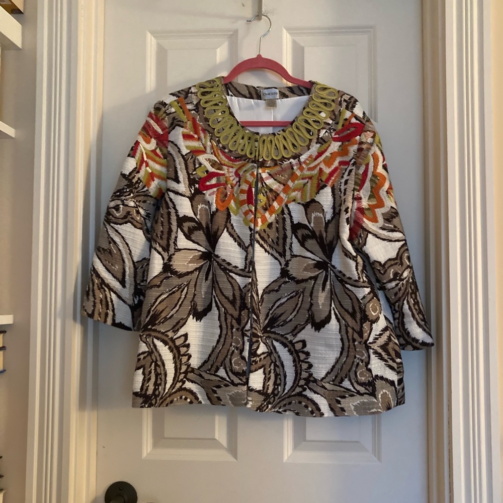 Chico’s Odina Brushed Kat Floral Jacket, Chico’s size 3.